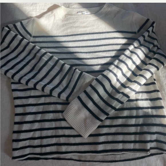 Reformation Striped Black and White Cashmere Sweater - Picture 4 of 6